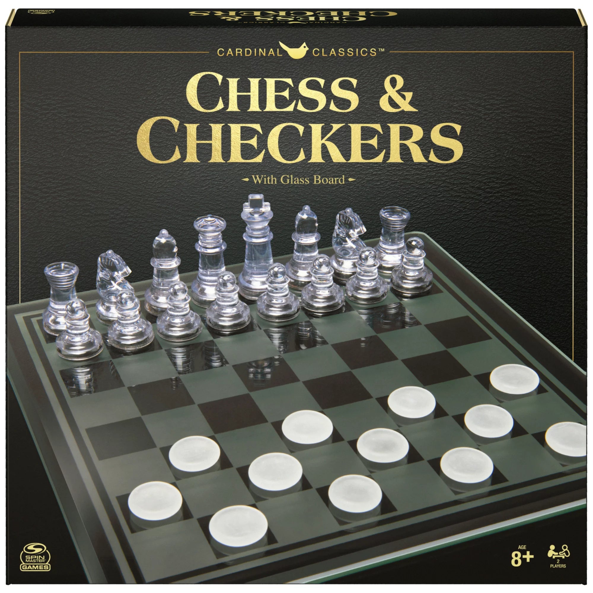 Glass Chess & Checkers Board With Pieces